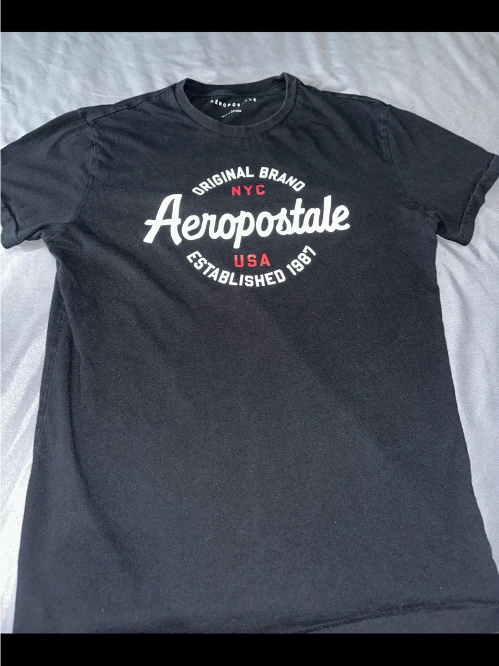 Mens Aeropostale Black Graphic Logo Tshirt Size Medium